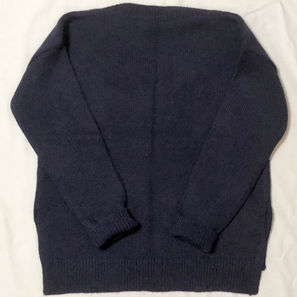 Gap Women’s Chunky Navy Blue Long Sleeve Lace-Up V-Neck Sweater w/Side Slits - L - Picture 13 of 16